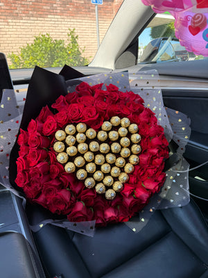Ferrero Heart Rose Bouquet