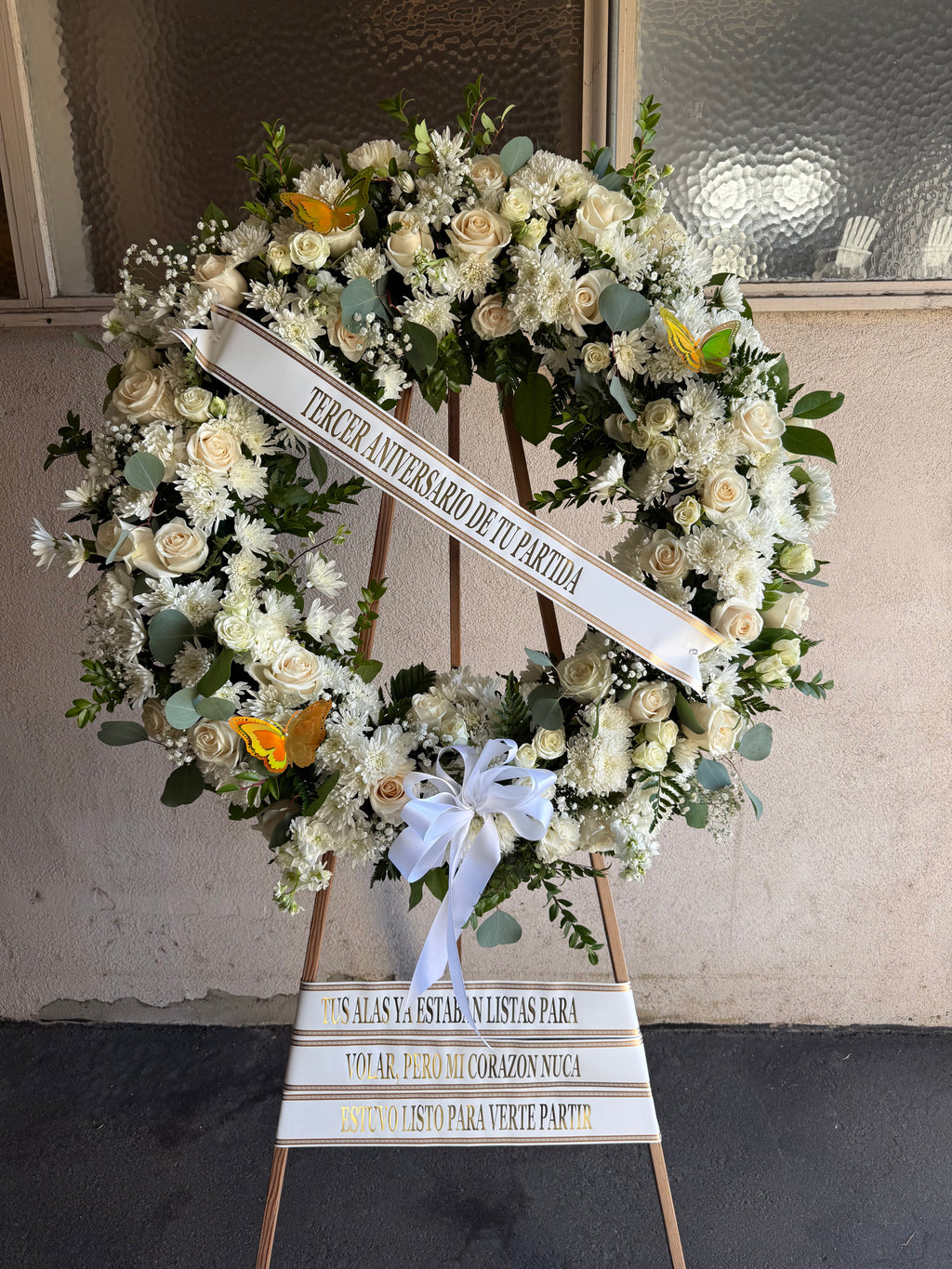 White & Green Butterfly Wreath