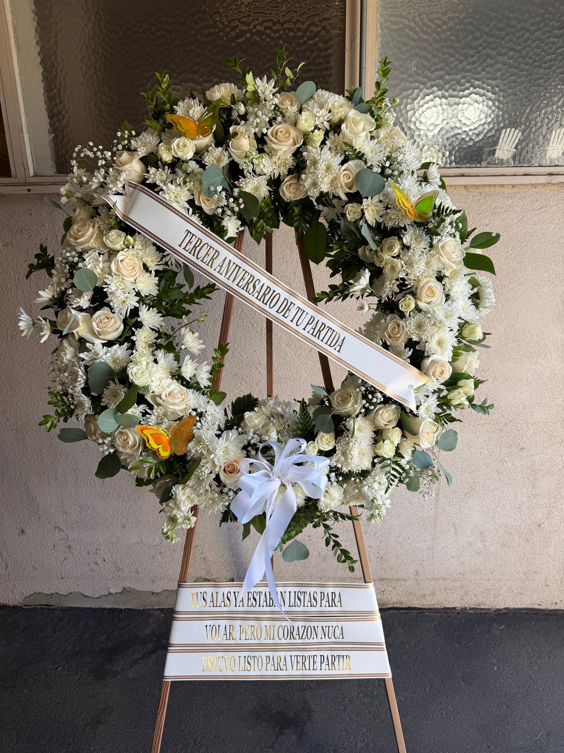 White & Green Butterfly Wreath