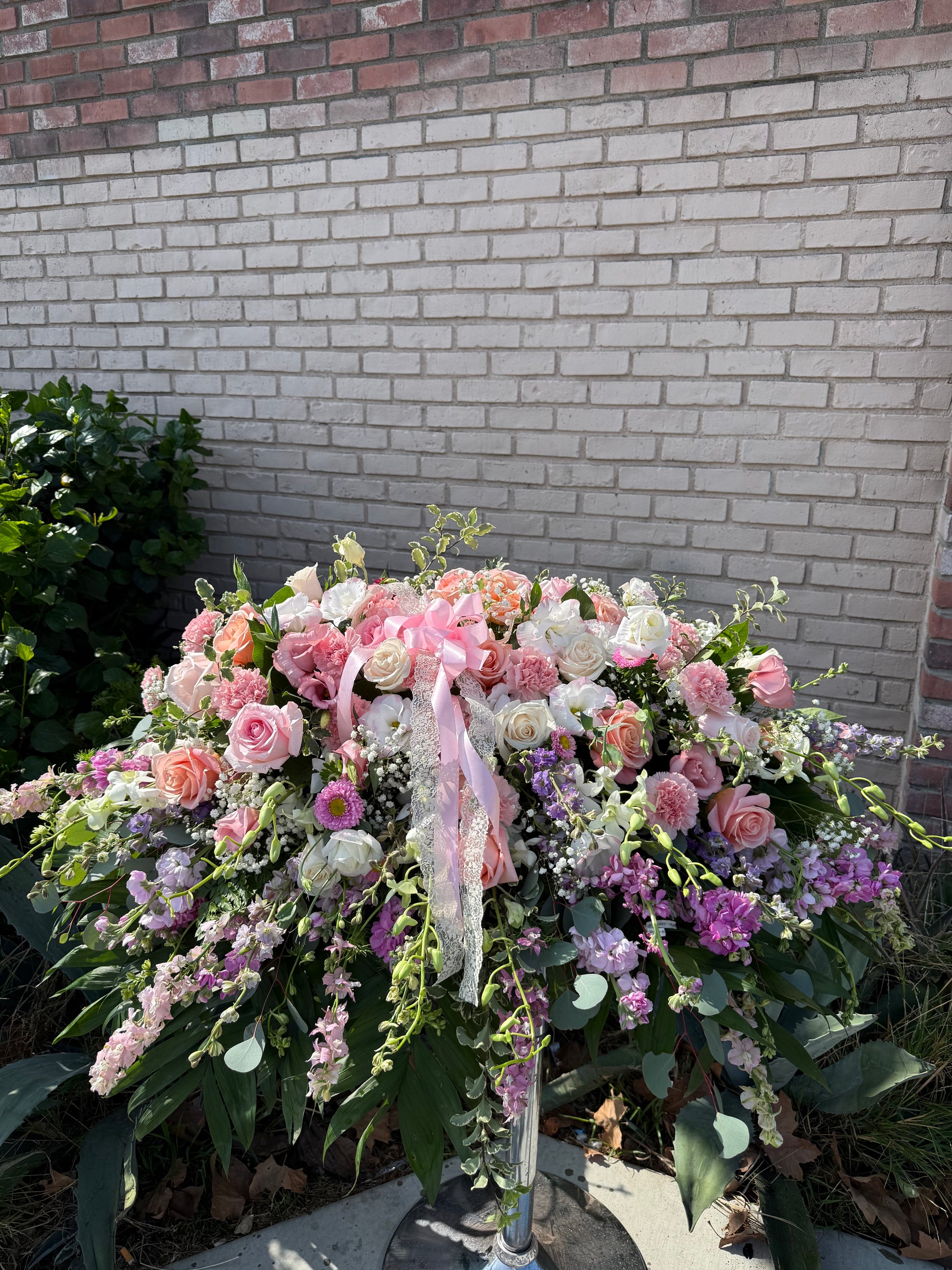 Blush Elegance Casket Spray