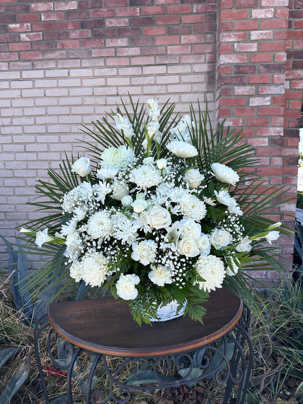 Elegant White Sympathy Basket