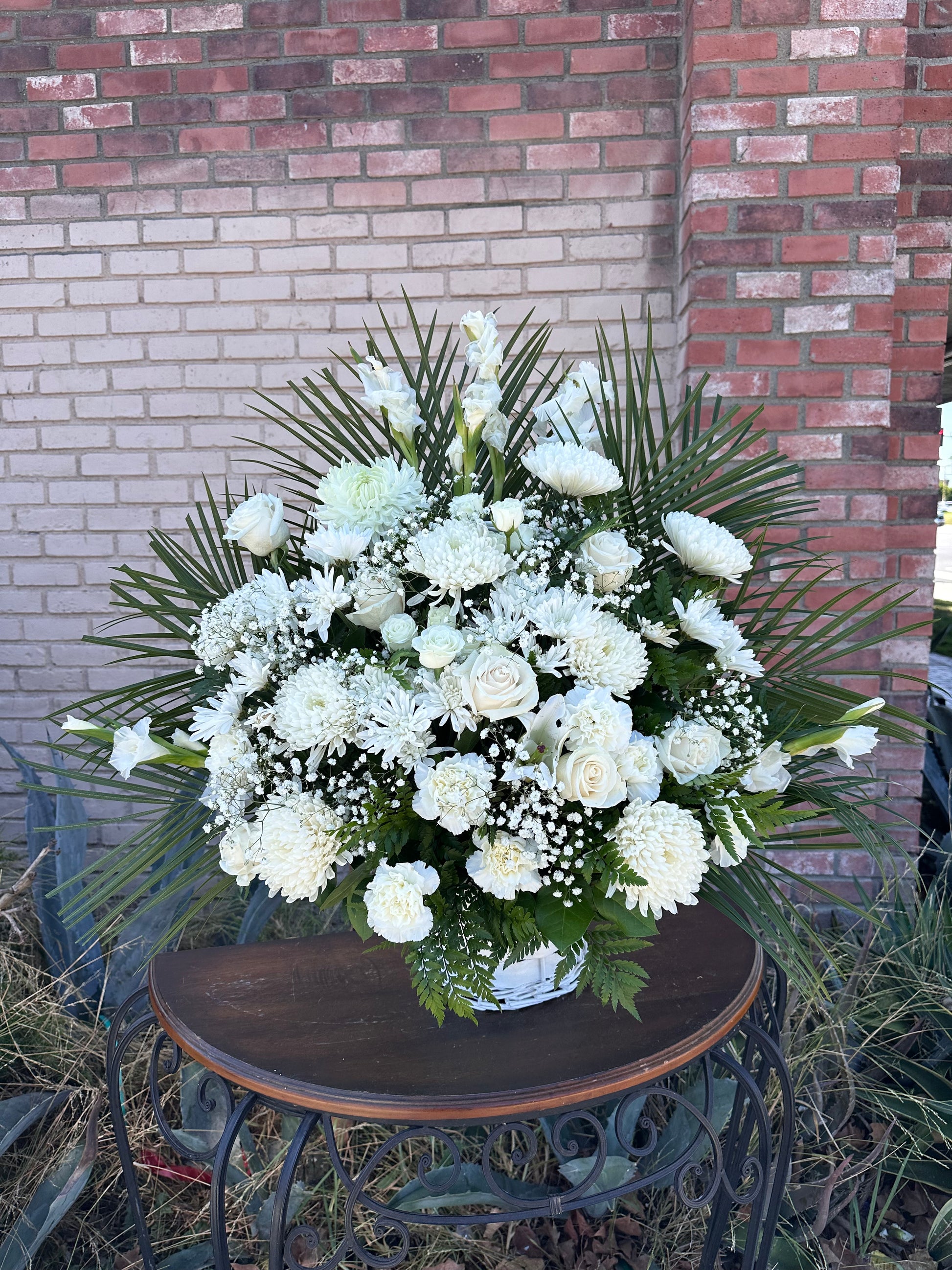 Elegant White Sympathy Basket