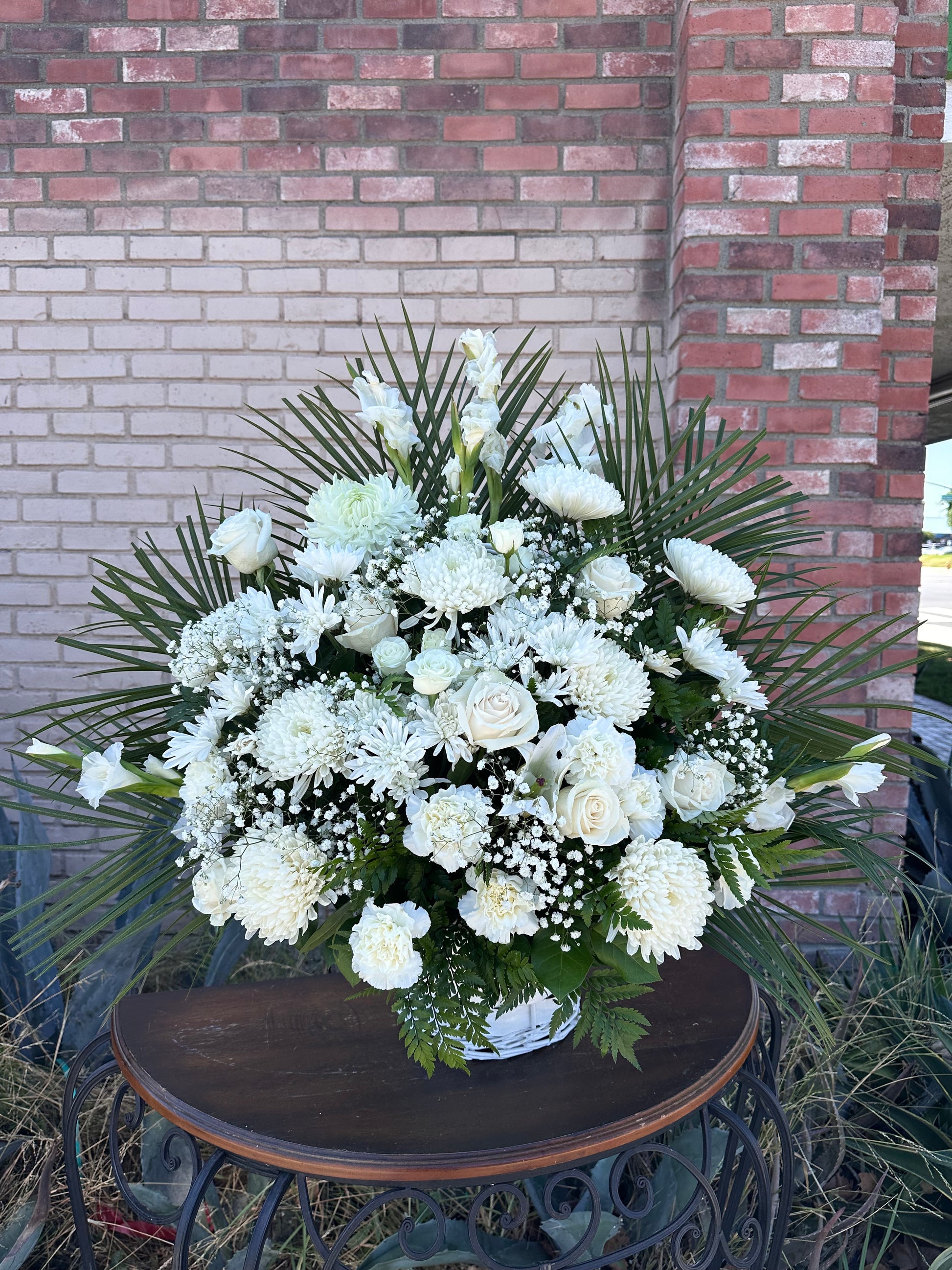 Elegant White Sympathy Basket