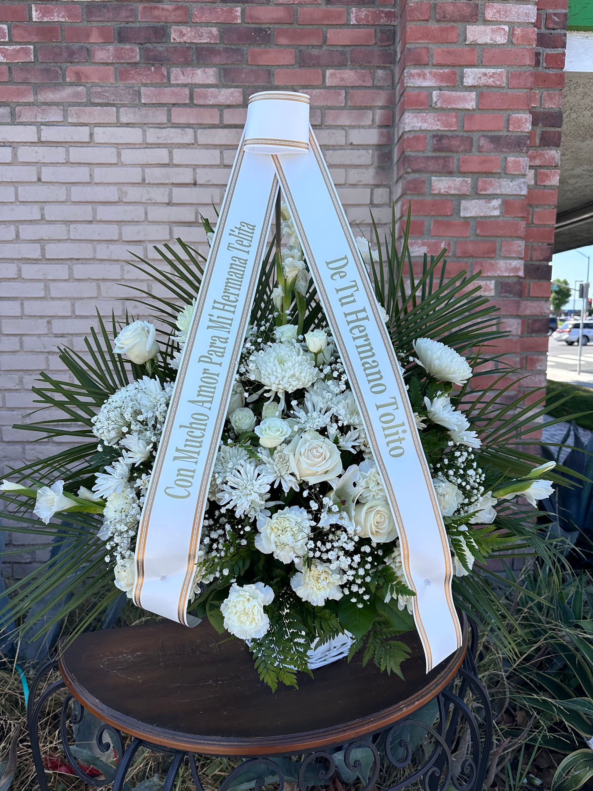 Elegant White Sympathy Basket